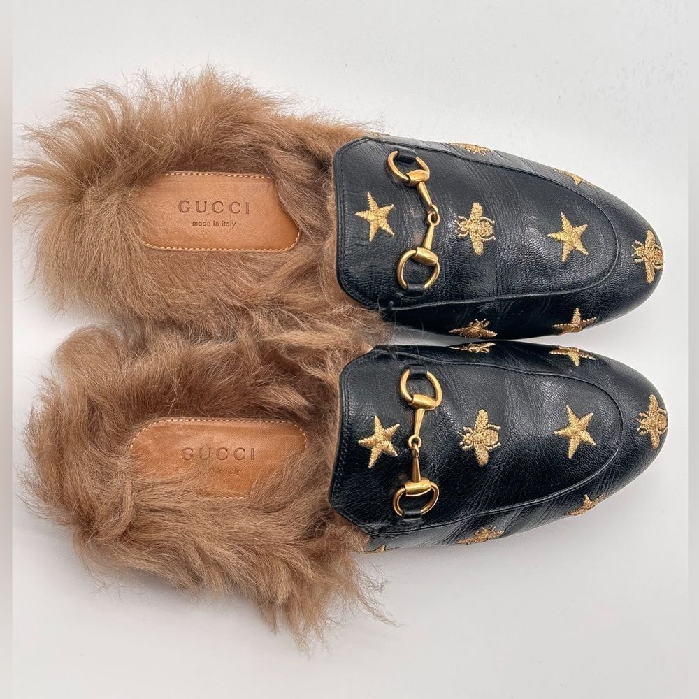 Gucci Princetown Horsebit Embroidered Bees Stars Leather
Loafer Mule EU 37.5 - Picture 3 of 13